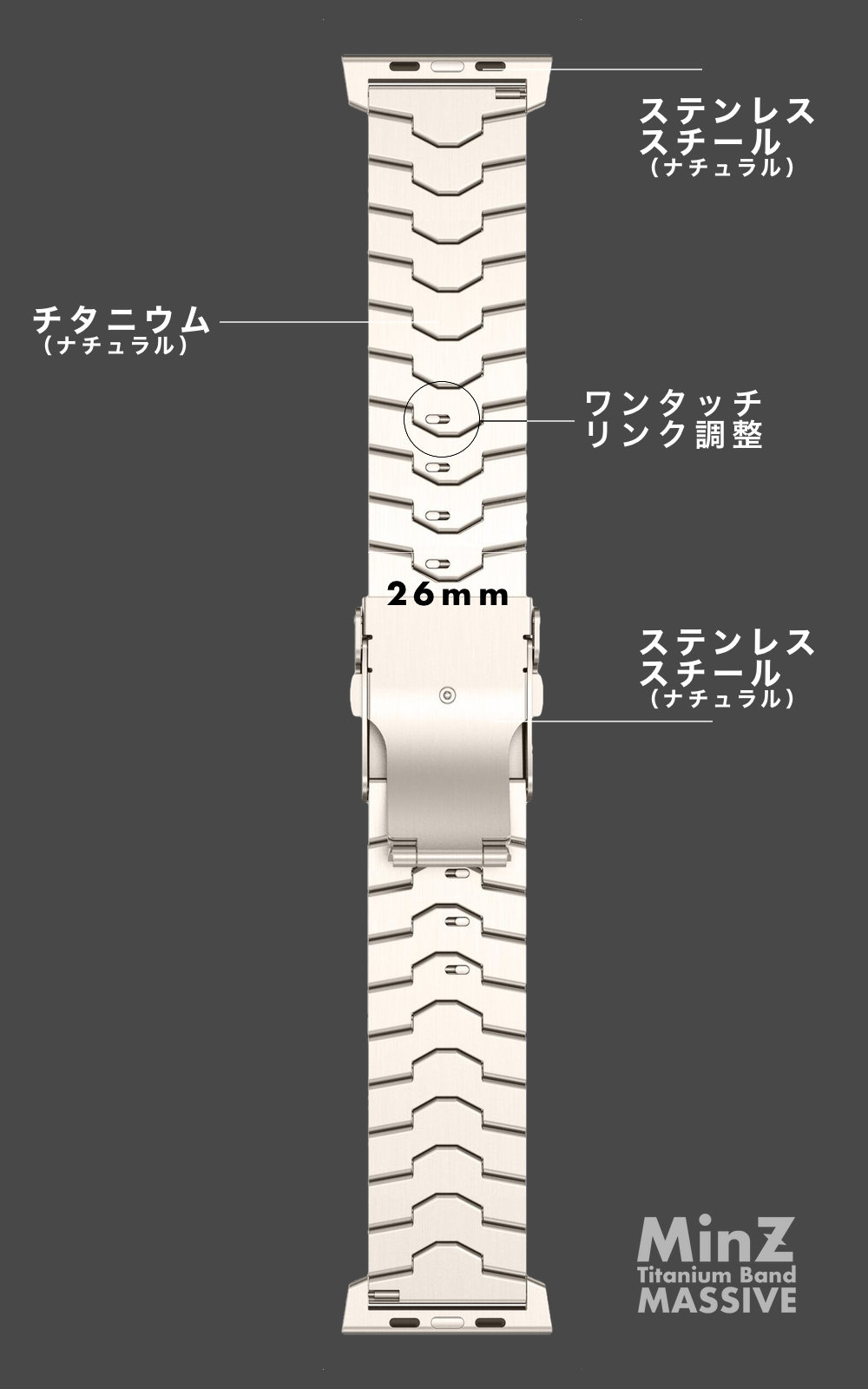送料無料】MinZ Titanium Band MASSIVE